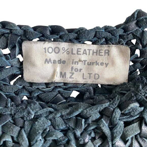 IMZ 100% Leather Sweater Made in Turkey Sz M-L Designer Luxury Modern City - Picture 3 of 6